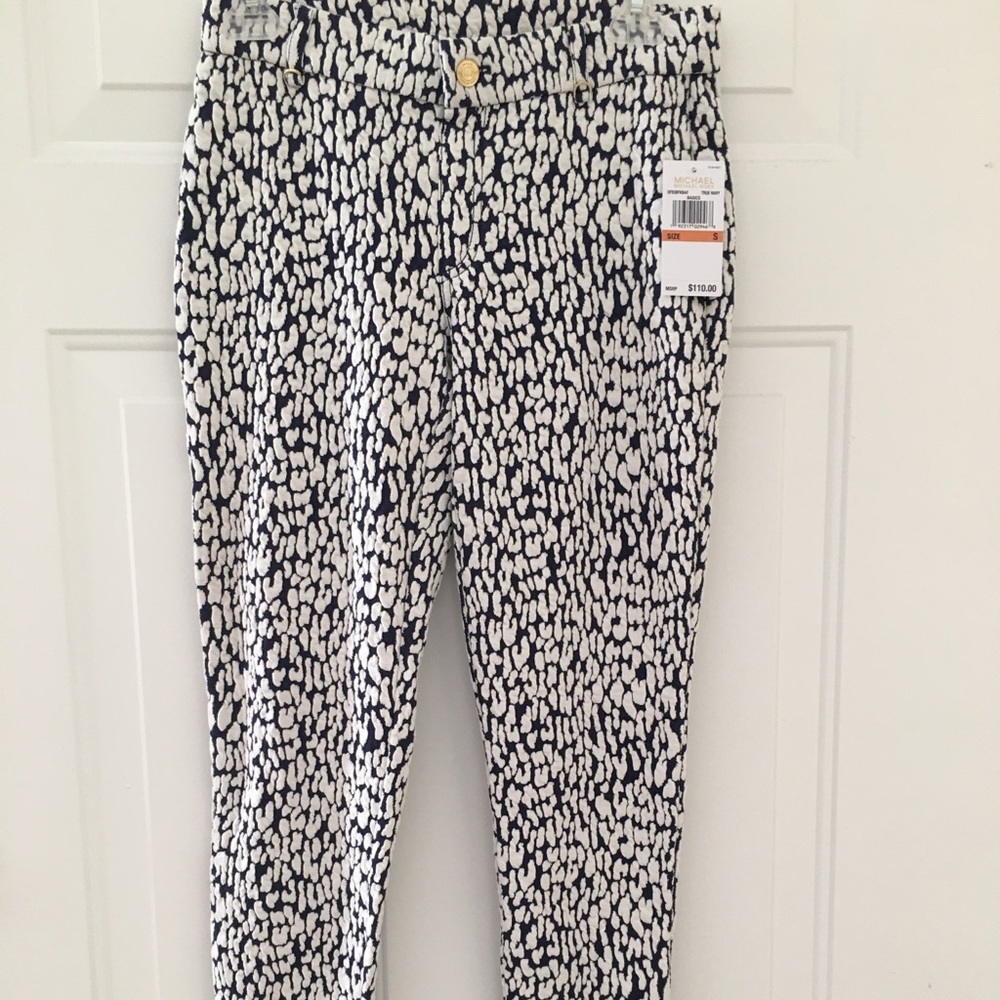 MICHAEL KORS Printed Pants/ white & Navy